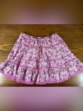 NWT Pink Pineapple Print Women's Skirt with Eyelet Trim